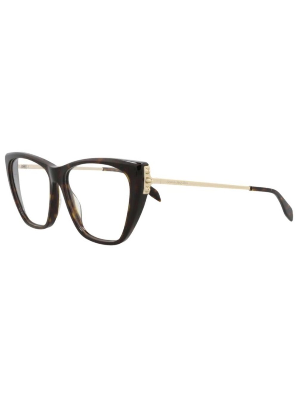 New Alexander McQueen Women's Eyeglasses Cat Eye Acetate Frame Havana Gold